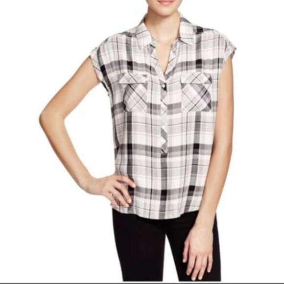 Soft Joie Johnesa Plaid Short Sleeve Top Size L - Picture 12 of 12